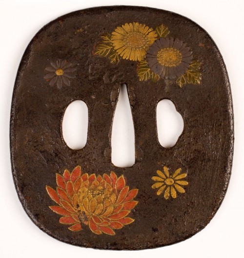 Hand Guard for a Sword (Tsuba), Flower Design